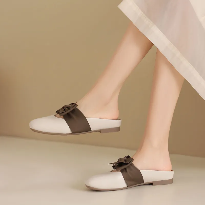 JOSINY Wrap toe Slippers Women's Beige Brown-6