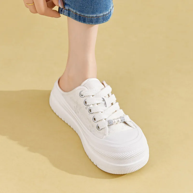 JOSINY Slip Resistant Closed Toe Slippers Women's Ecru-4