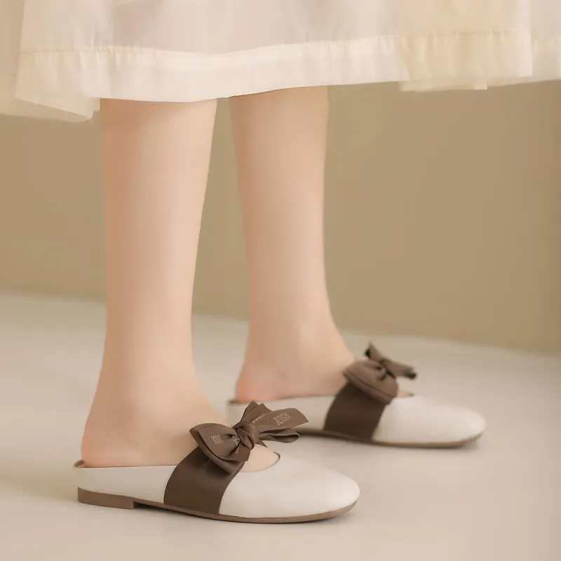 JOSINY Wrap toe Slippers Women's Beige Brown-4