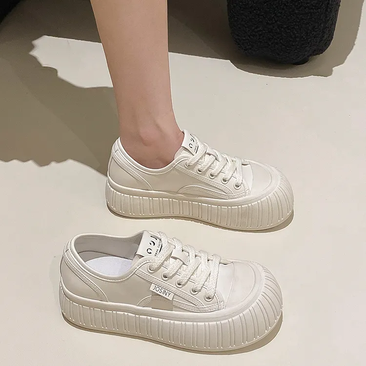 JOSINY Little White Ugly Canvas Height Increasing Low Top Skateboard Shoes Women's-11