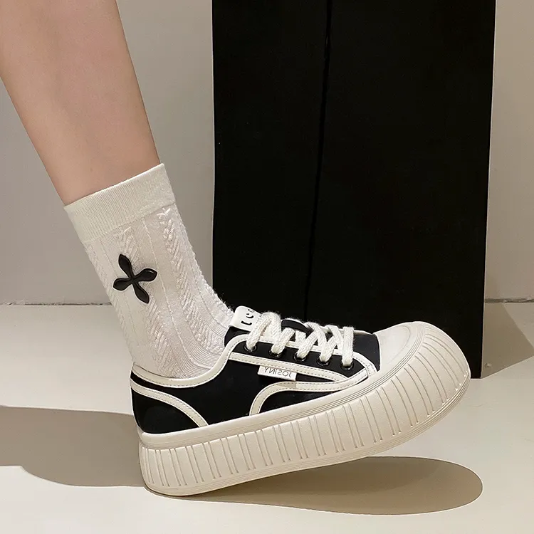 JOSINY Little White Ugly Canvas Height Increasing Low Top Skateboard Shoes Women's-20