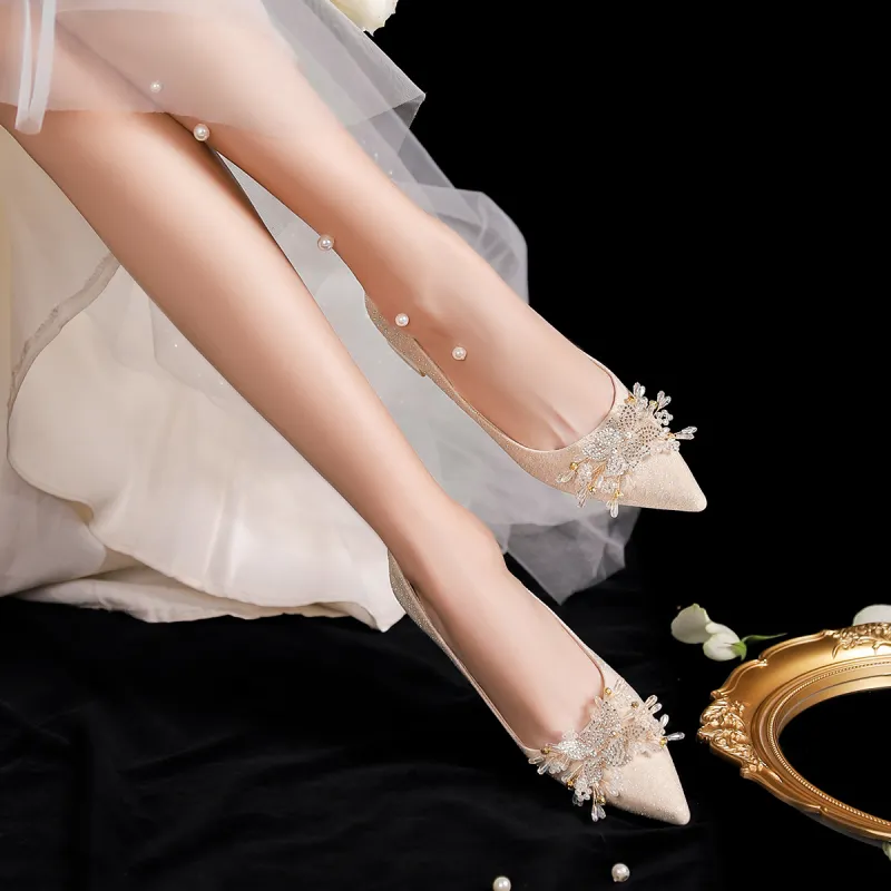 JOSINY Chunky Heel High Heels Women's Gold-5