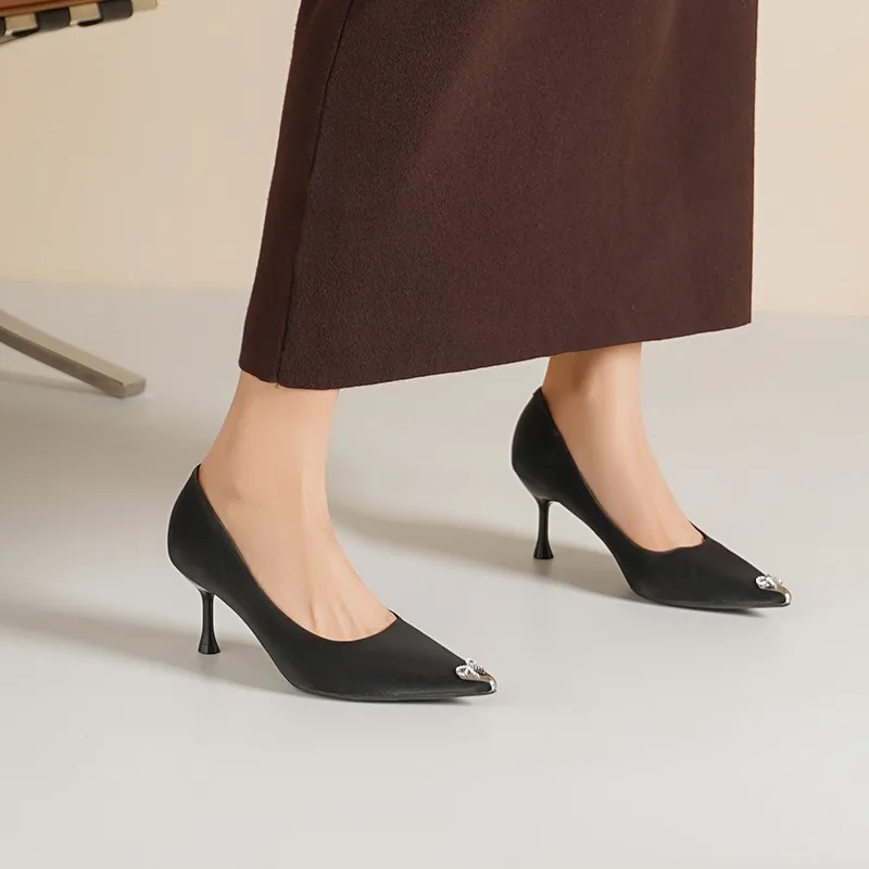JOSINY Slim Heel High Heels 6cm Women's Black-6
