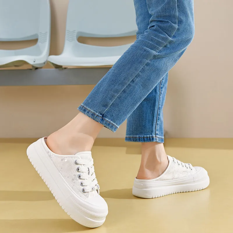 JOSINY Slip Resistant Closed Toe Slippers Women's Ecru-8