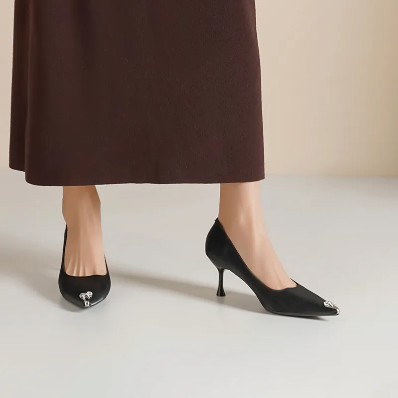 JOSINY Slim Heel High Heels 6cm Women's Black-4