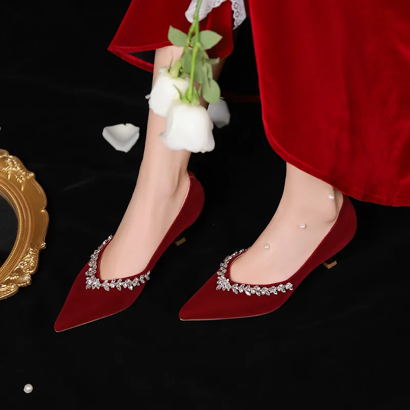 JOSINY Slim Heel High Heels 5CM Women's Red-3