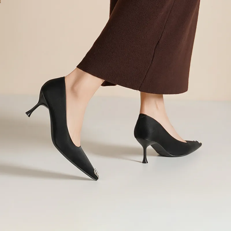 JOSINY Slim Heel High Heels 6cm Women's Black-3