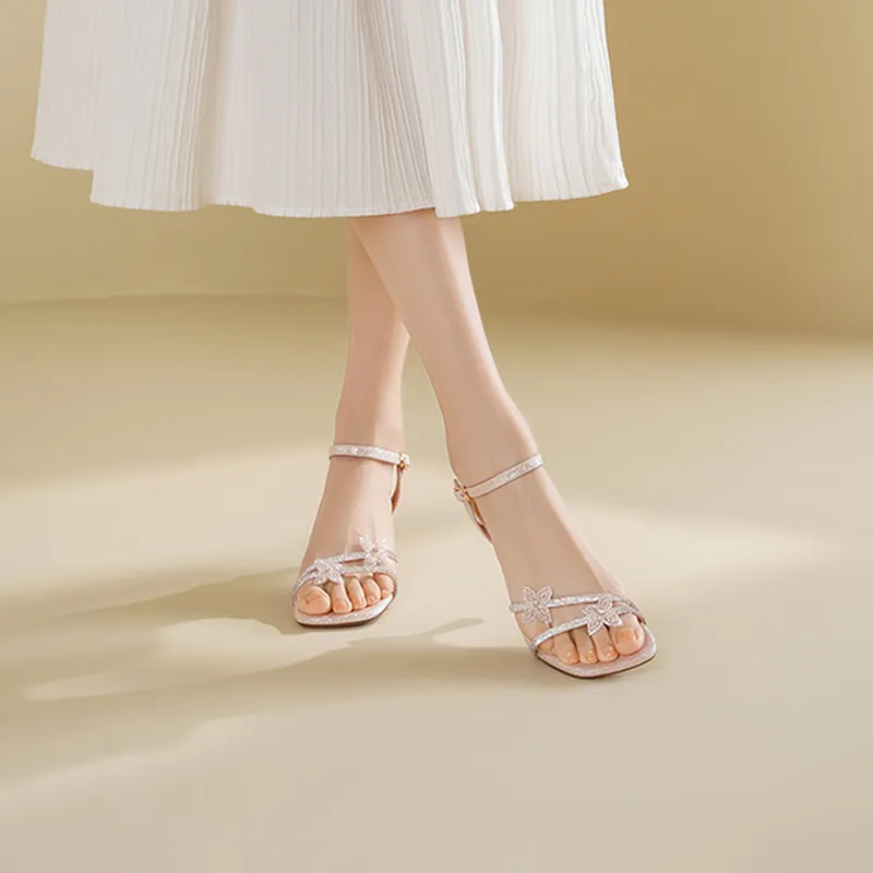 JOSINY One Strap Sandals Women's Rose Gold-6