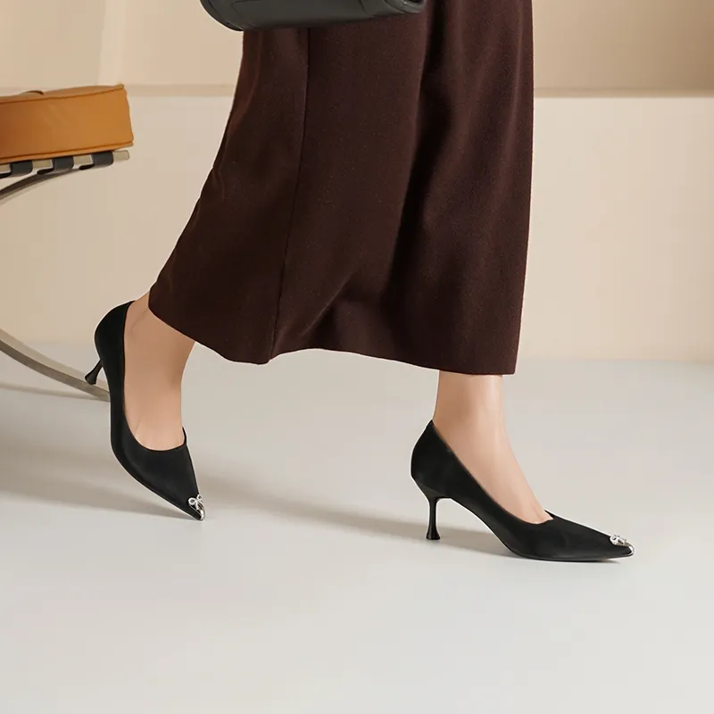 JOSINY Slim Heel High Heels 6cm Women's Black-5
