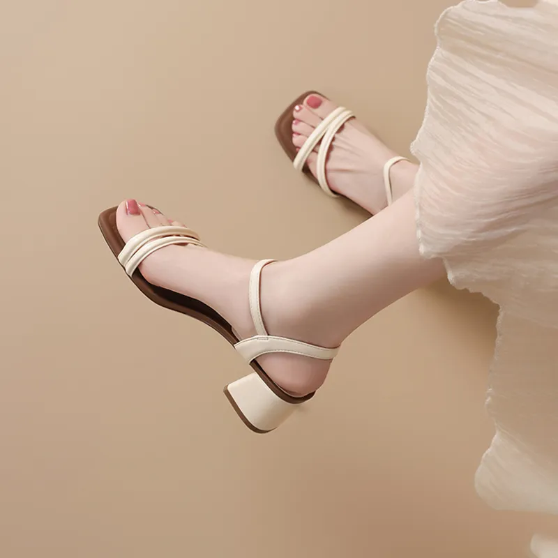 JOSINY One Strap Sandals Women's Beige/Brown Color-3