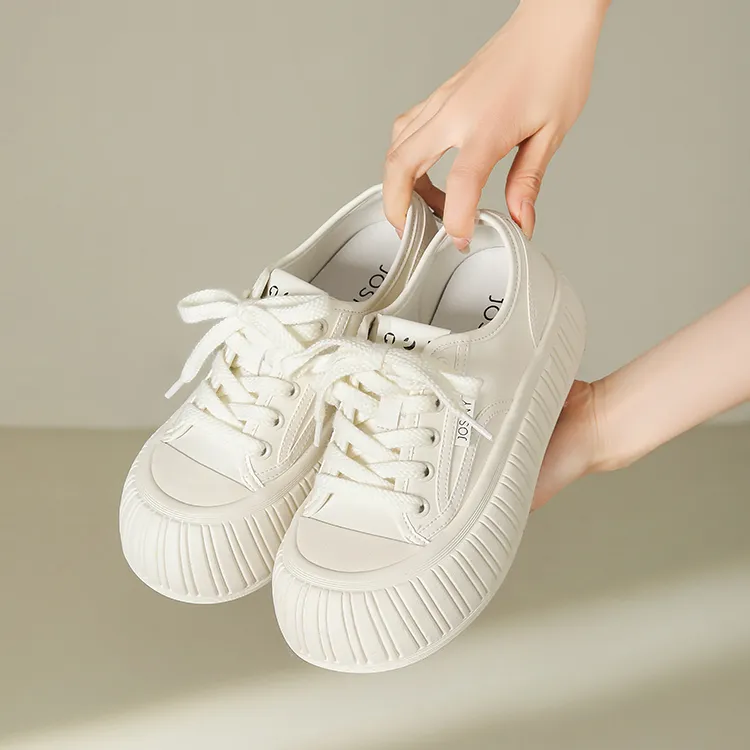 JOSINY Little White Ugly Canvas Height Increasing Low Top Skateboard Shoes Women's-13