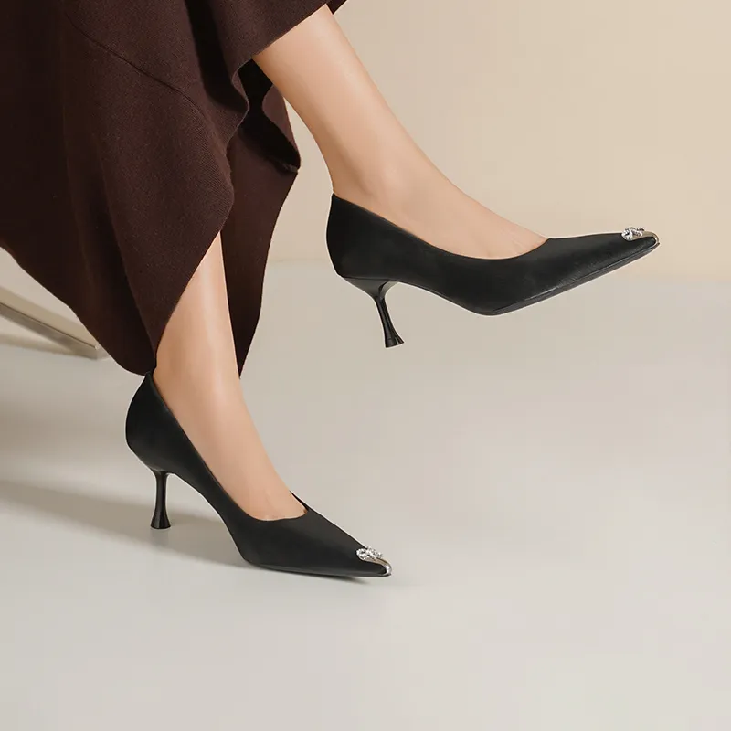 JOSINY Slim Heel High Heels 6cm Women's Black-2