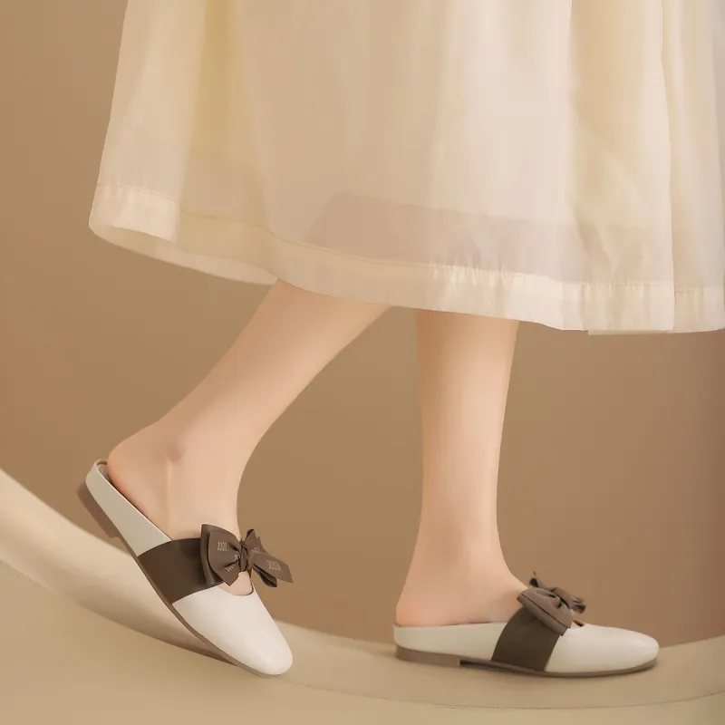 JOSINY Wrap toe Slippers Women's Beige Brown-5