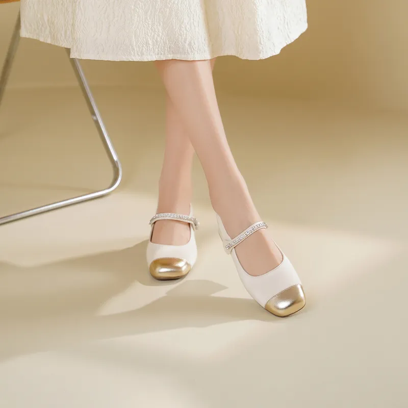 JOSINY Casual Single Shoes Women's Beige Gold-1