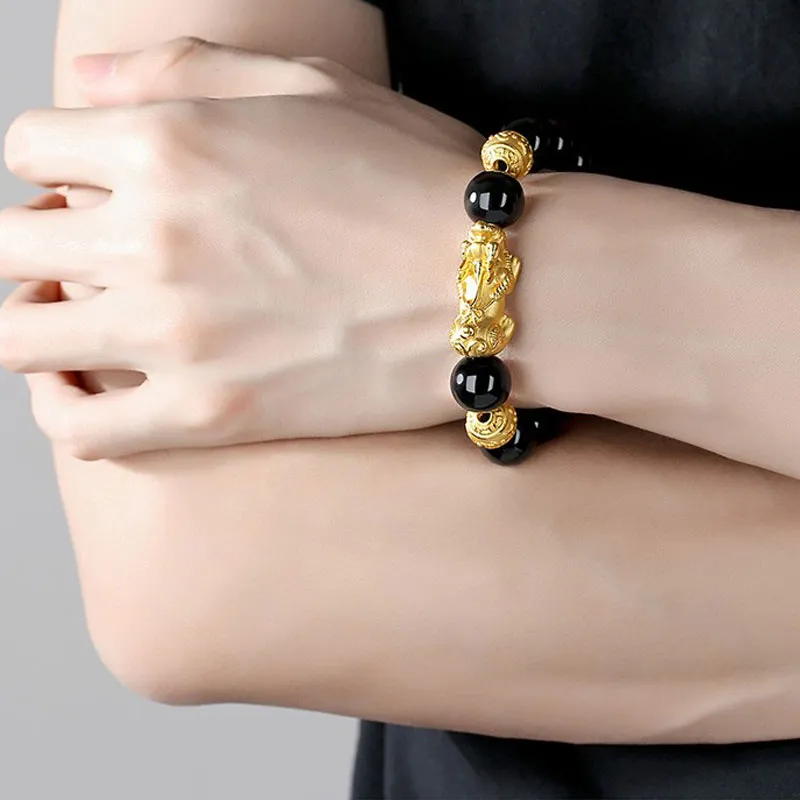 Zhen Hu Pavilion Obsidian Jade Bracelets Unisex-1