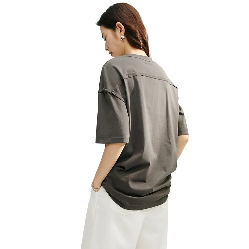 Late White Drop Shoulder Sleeve T Shirt Women's-3
