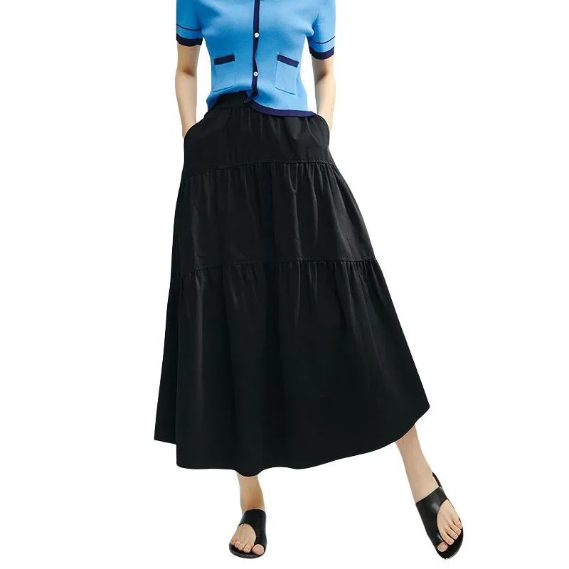 Late White Casual Long Skirt Women's-2