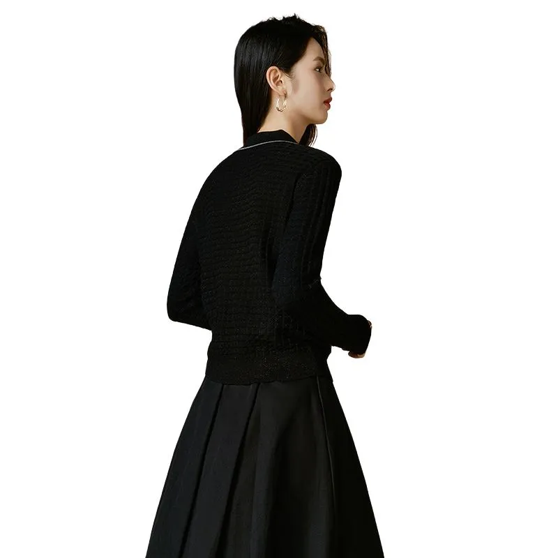 Late White Wool Knitwear Women's Black-0