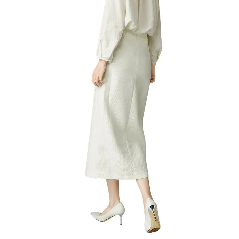 Late White Casual Long Skirts Women's Ecru-1
