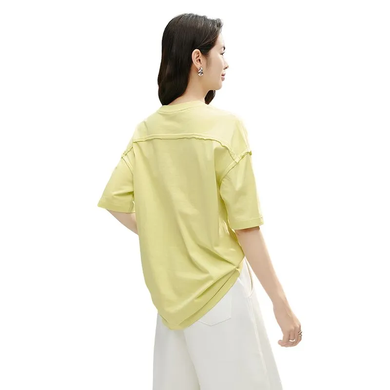 Late White T Shirts Women's Light Fruit Green-3