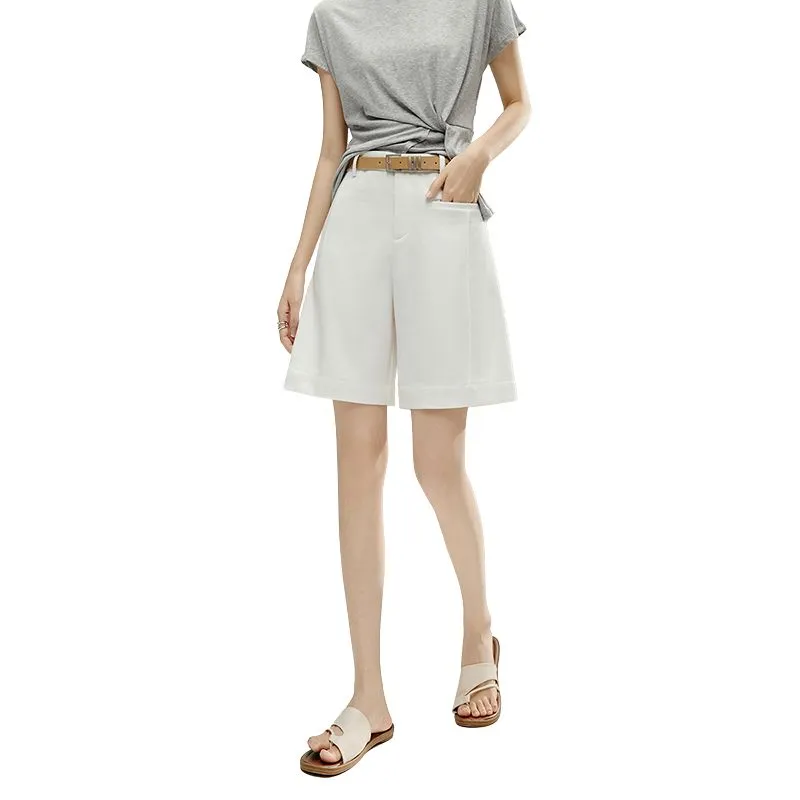Late White Casual Shorts Women's-2