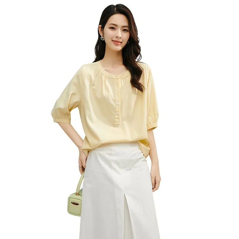 Late White Shirts Women's Light Yellow-2