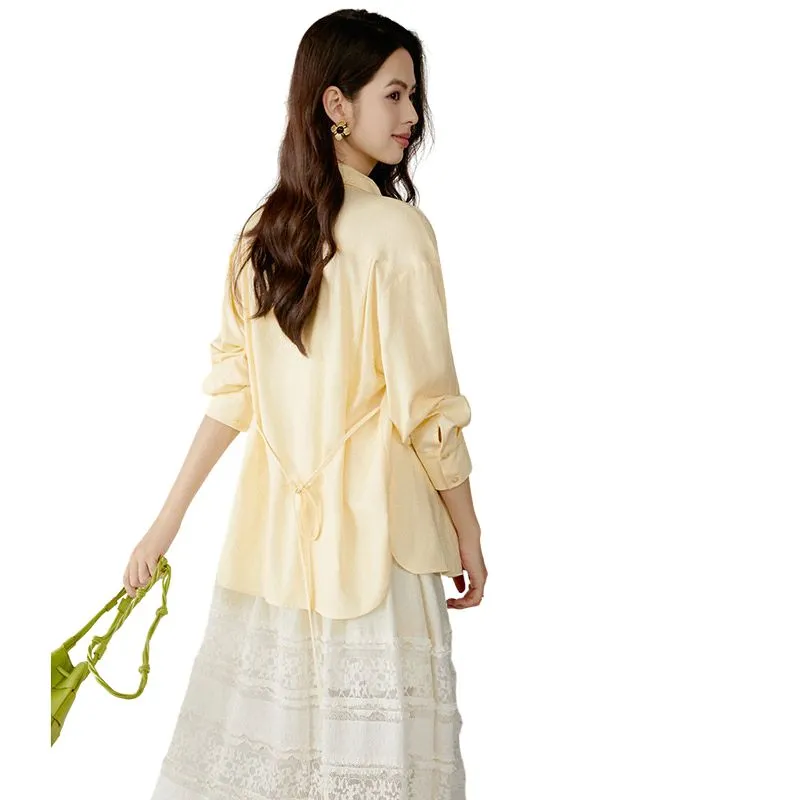 Late White Shirt Women's Light Yellow-3