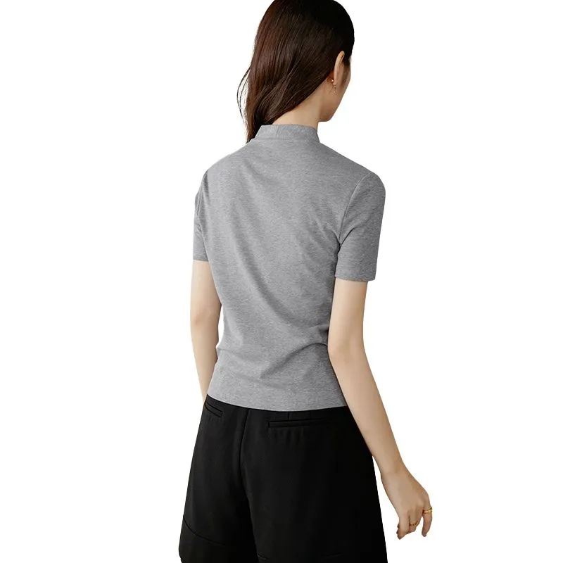 Late White T Shirts Women's Gray-3