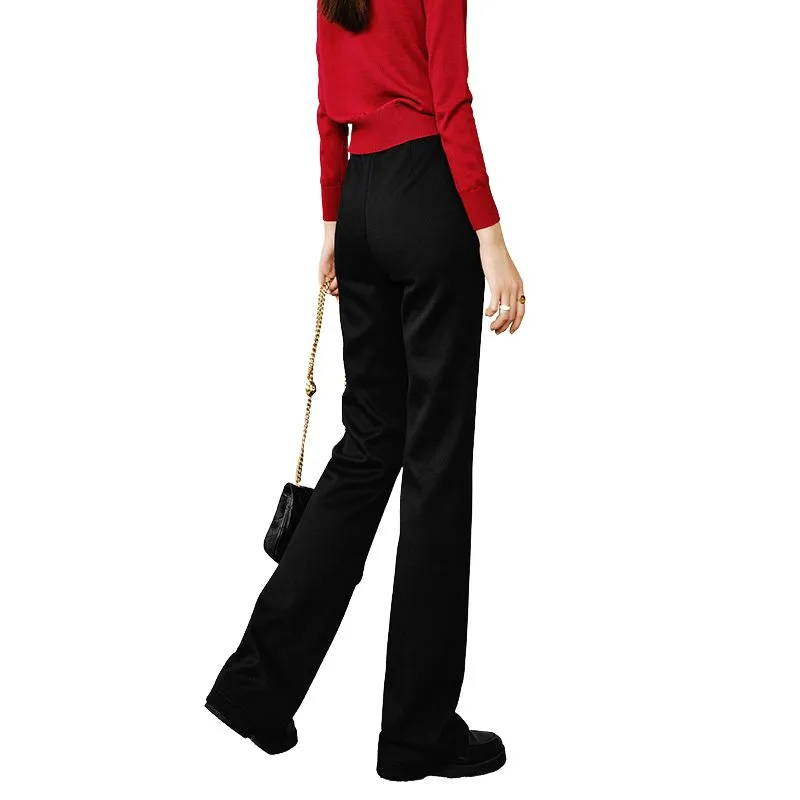 Late White Casual Pants Women's Black-1