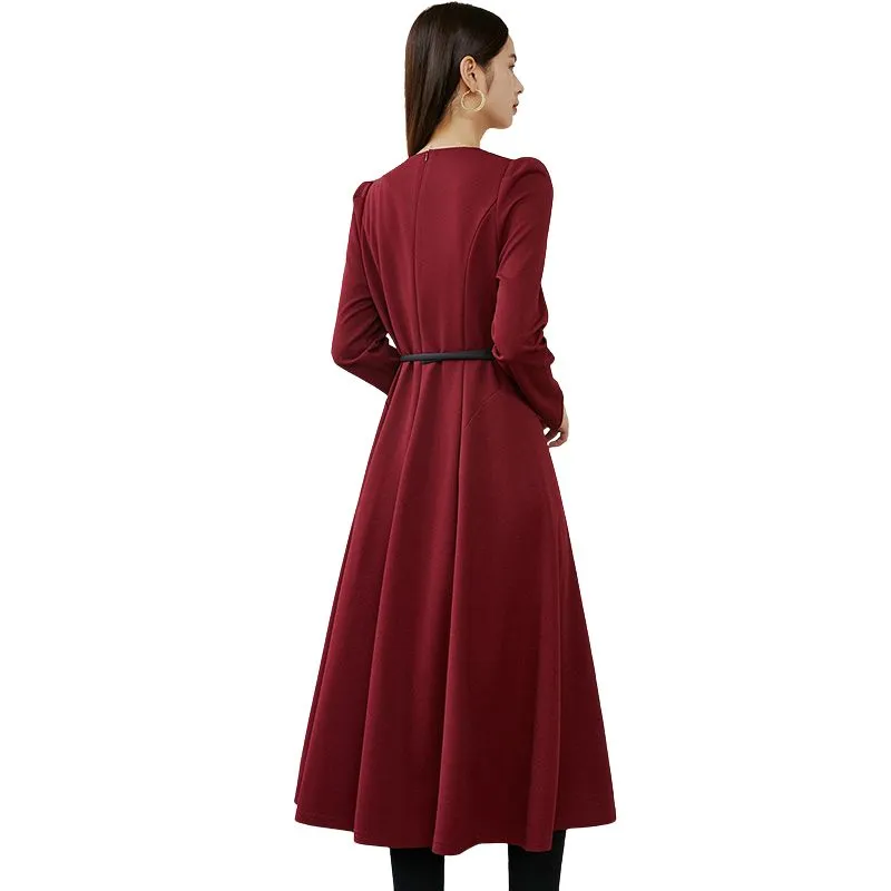Late White Long Sleeved Dresses Women's-3