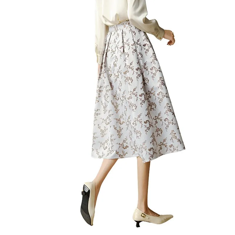 Late White Casual Long Skirts Women's Multicolor-1