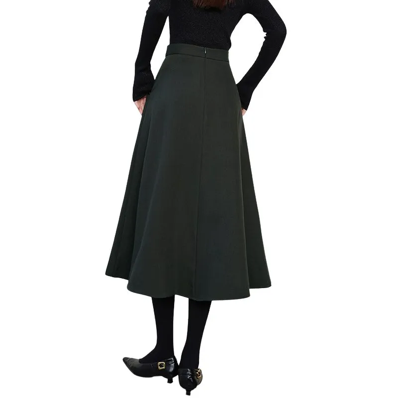 Late White Casual Long Skirt Women's Dark Gray-1