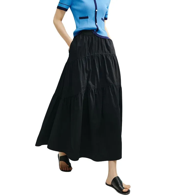 Late White Casual Long Skirt Women's-3