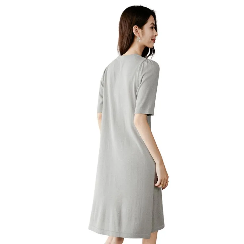 Late White Short Sleeved Dress Women's Heather Gray-3