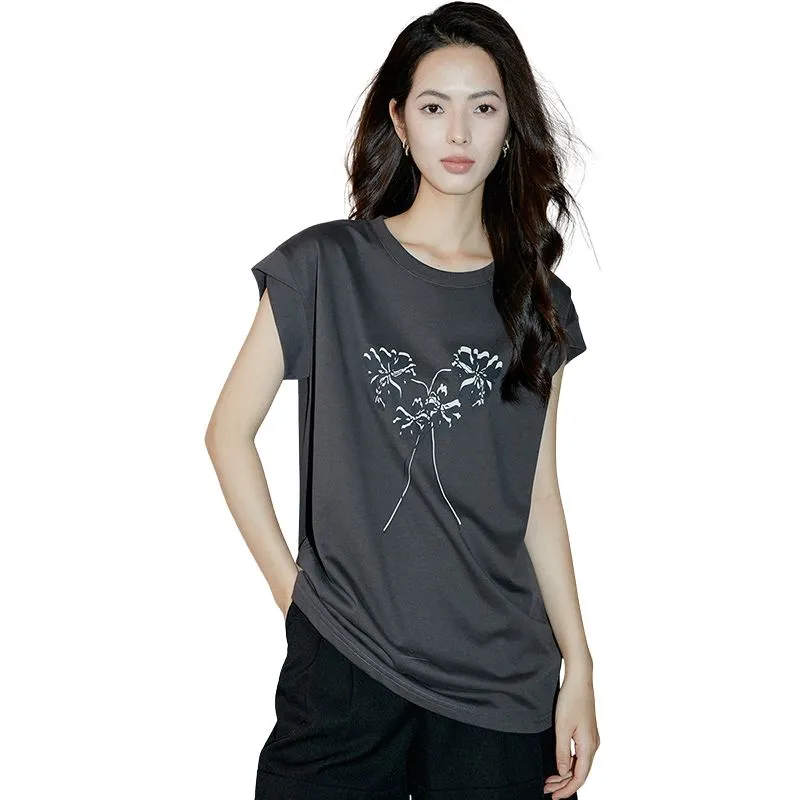 Late White T Shirt Women's Dark Gray-2