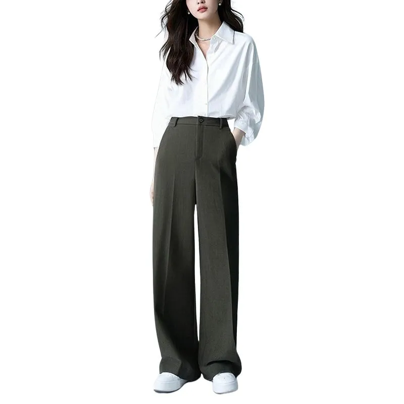 Late White Casual Pants Women's Dark Blue-4