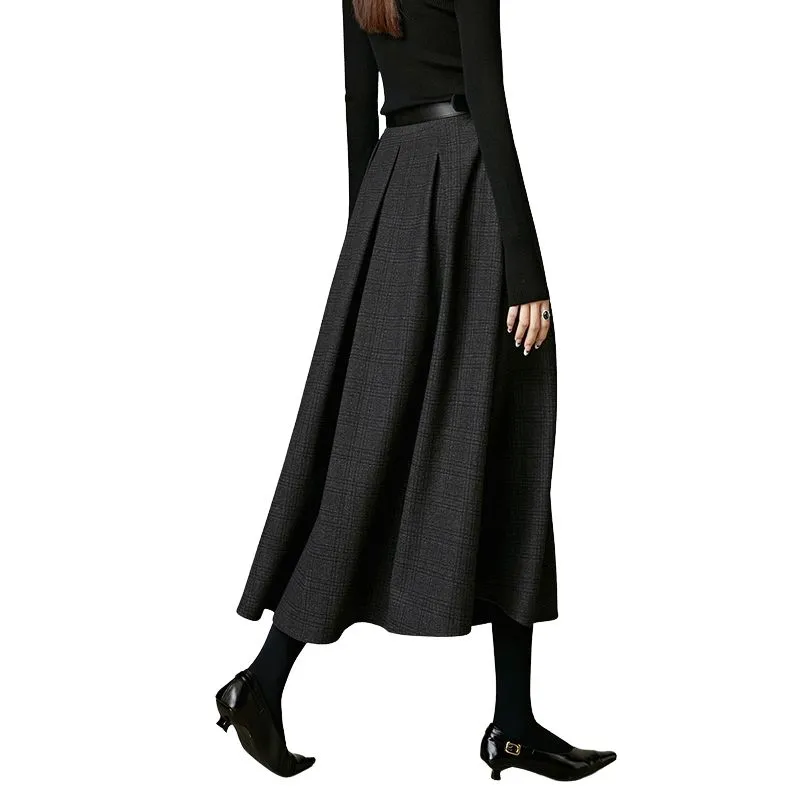 Late White Casual Long Skirt Women's Dark Gray-1