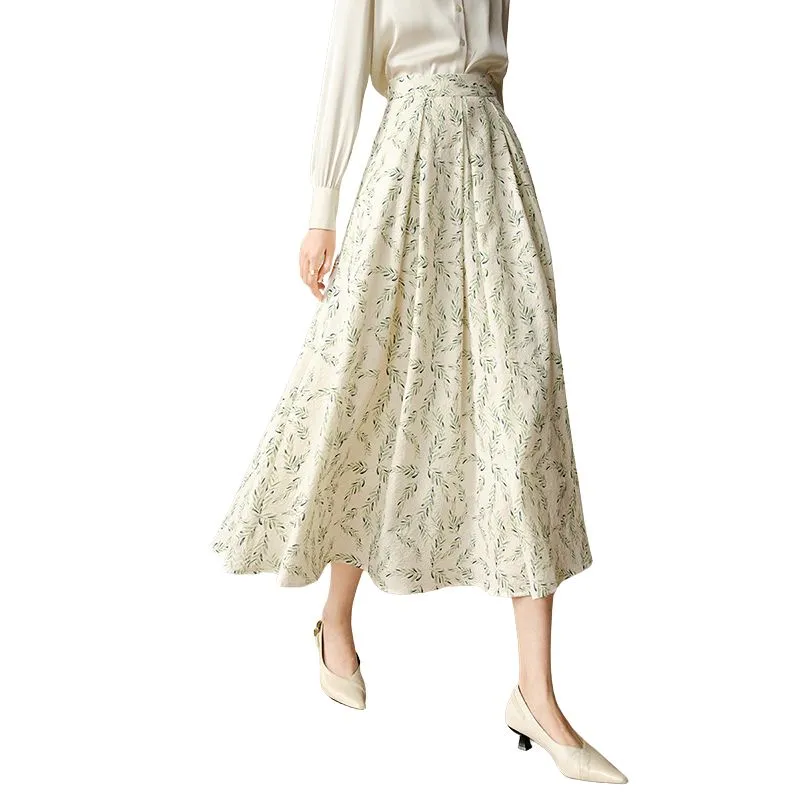 Late White Casual Long Skirt Women's Multicolor-1