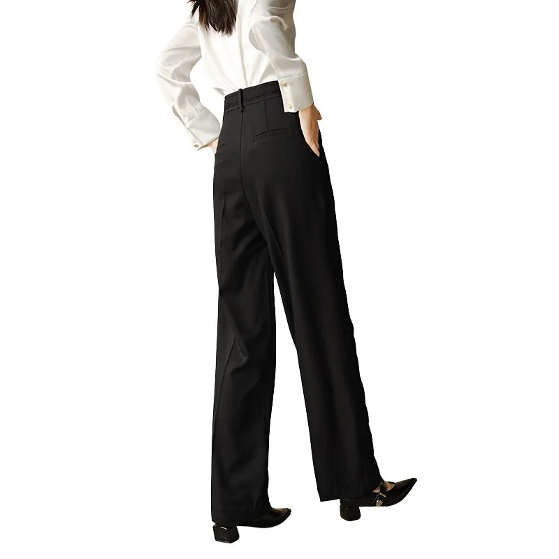 Late White Casual Pants Women's Dark Blue-5