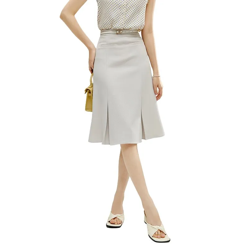 Late White Casual Long Skirt Women's-2