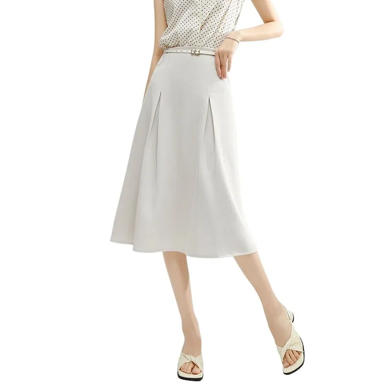 Late White Casual Long Skirt Women's-2