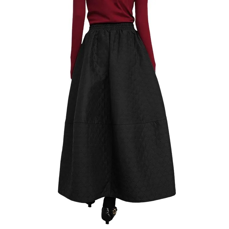 Late White Casual Long Skirts Women's Black-1