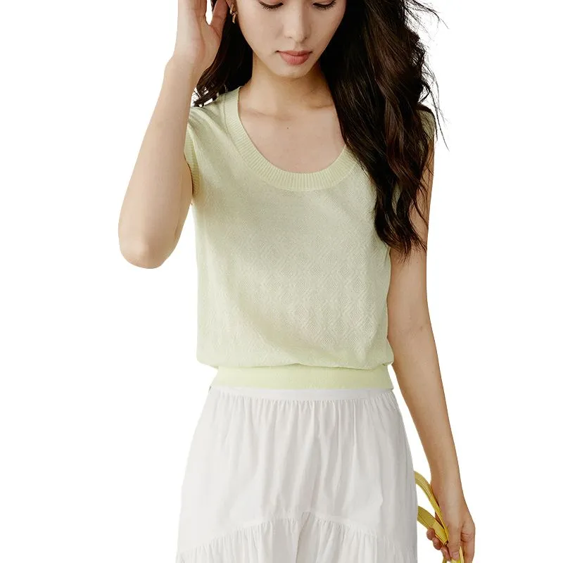 Late White Tank Top Women's Pea Green-2