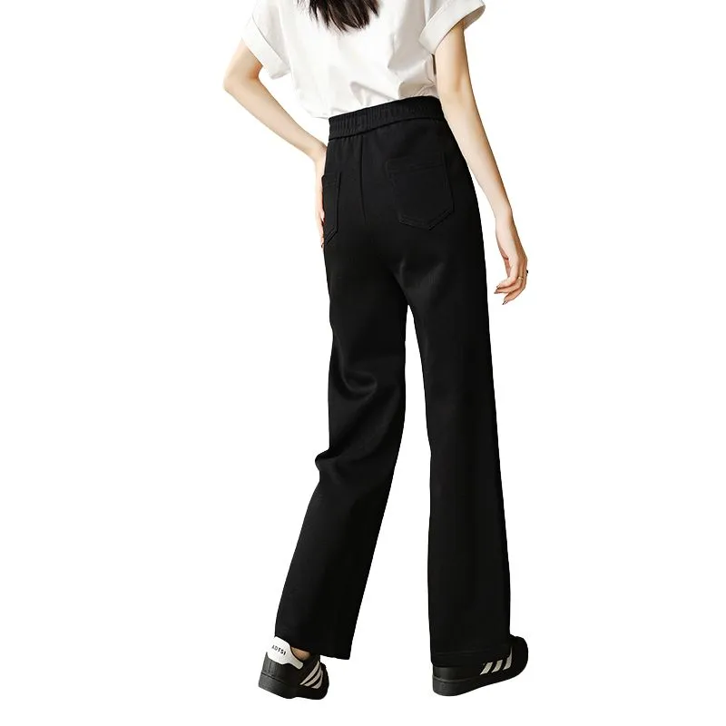 Late White Casual Pants Women's Black-1