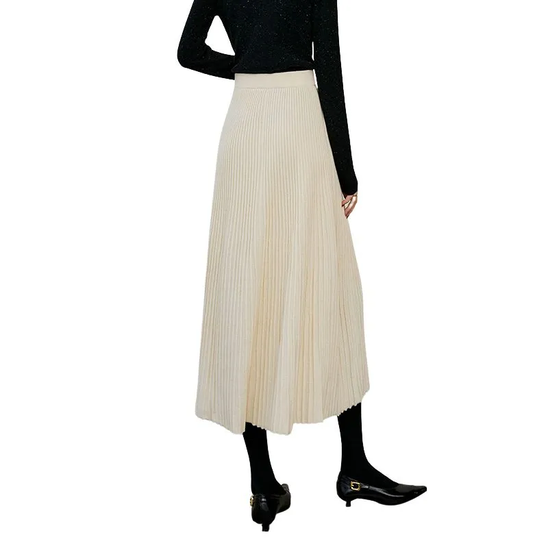Late White Casual Long Skirts Women's Ecru-1