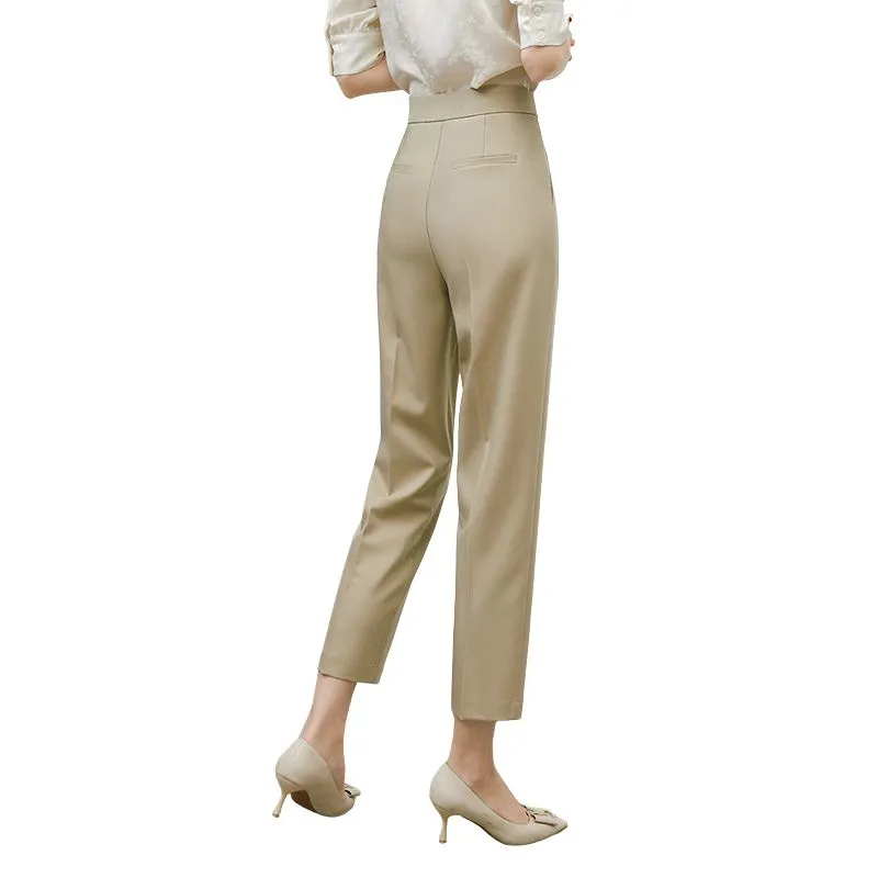 Late White Casual Pants Women's Khaki-3