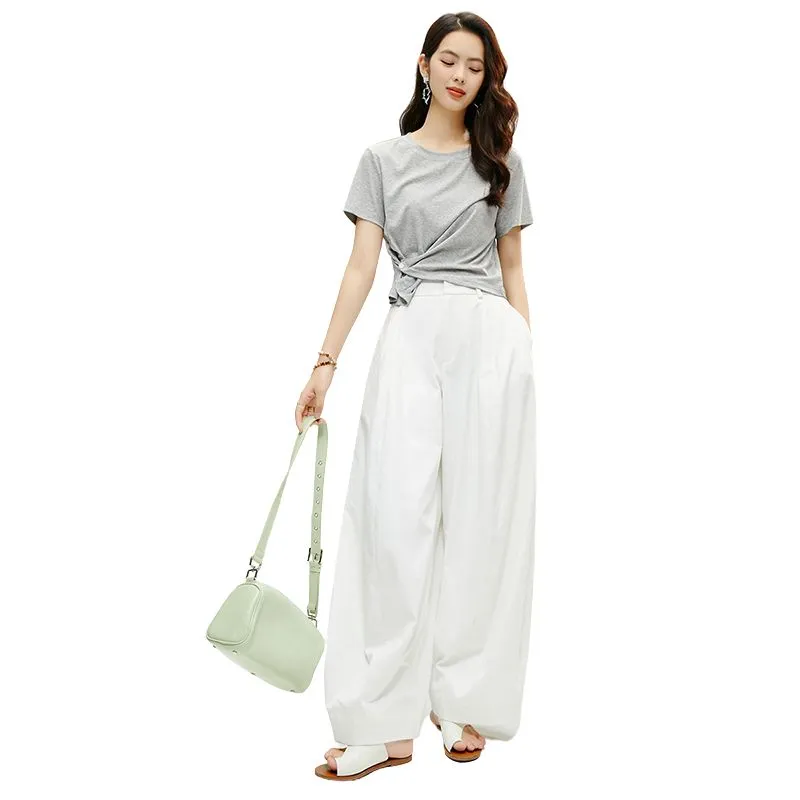 Late White Casual Pants Women's-2