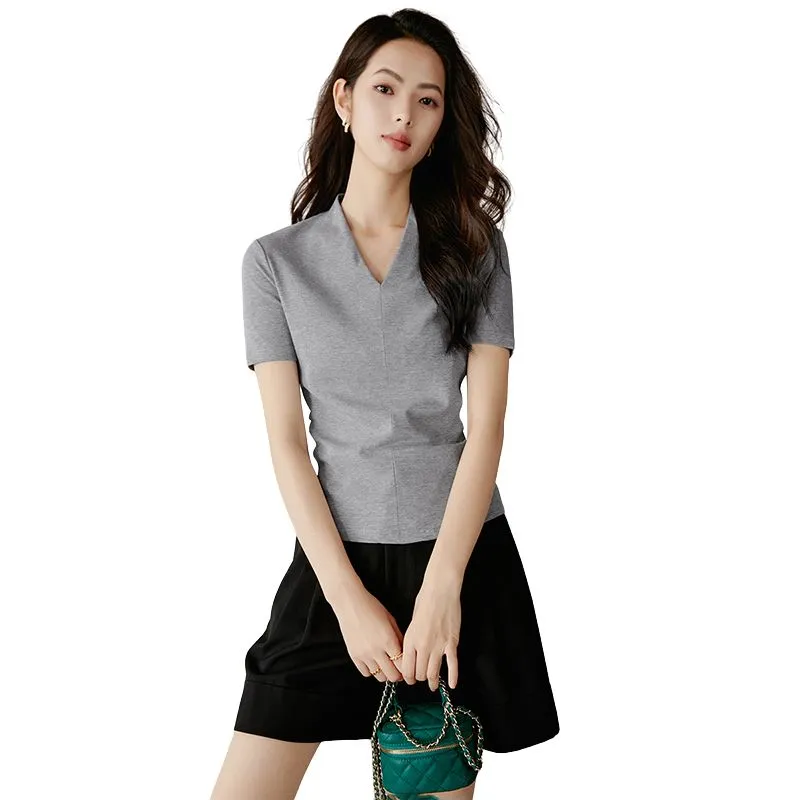 Late White T Shirts Women's Gray-2