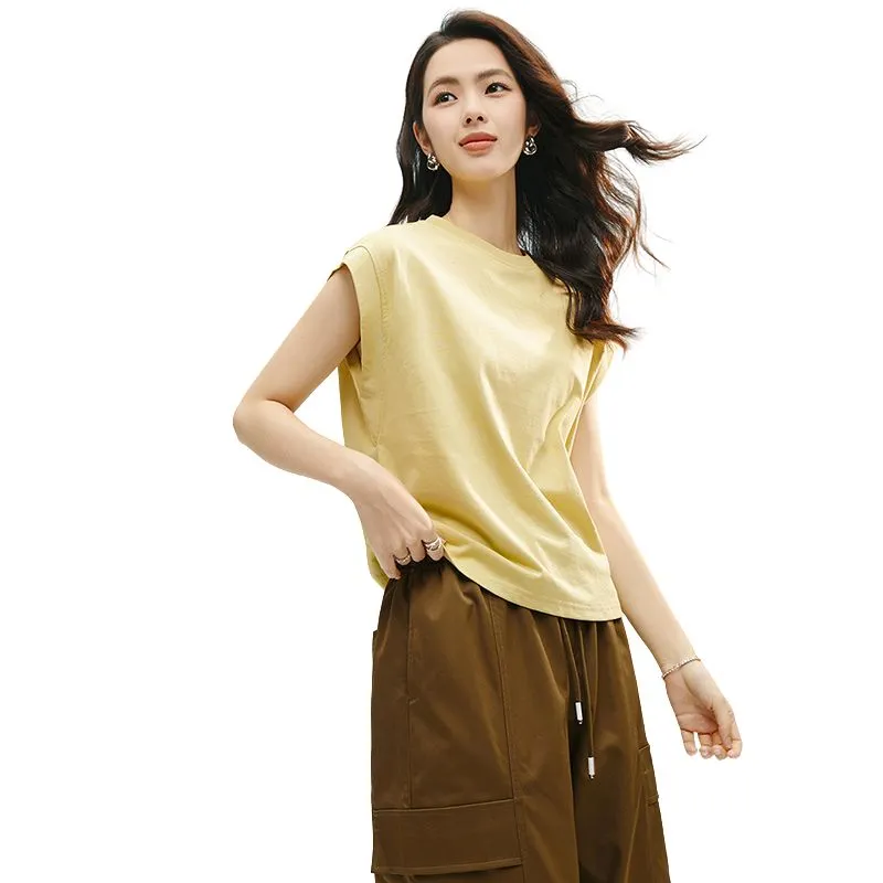 Late White T Shirts Women's Yellow-2