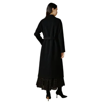 Late White Wool Coat Women's Black